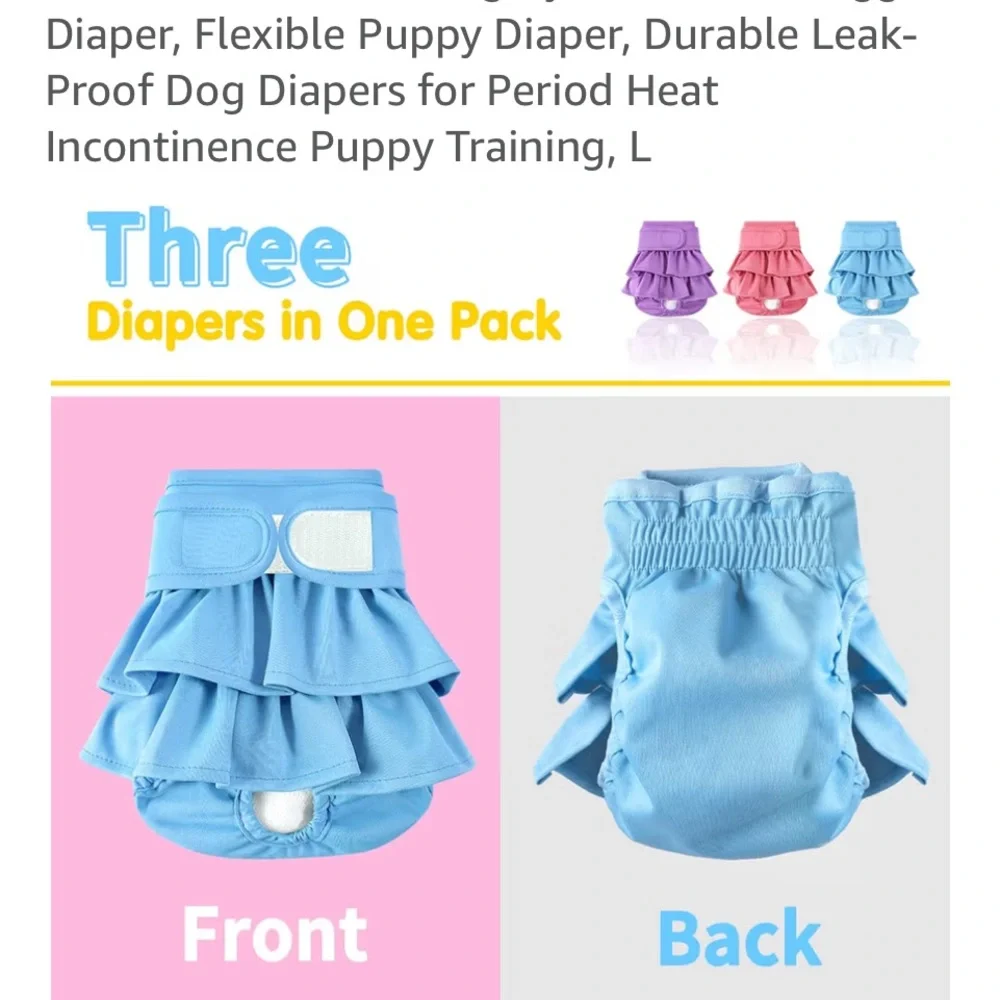 Ruffled Puppy Diapers in Pink and Blue size L (see photo measurements)